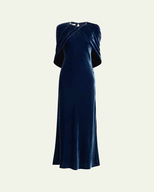 A-Line Velvet Shawl Gown